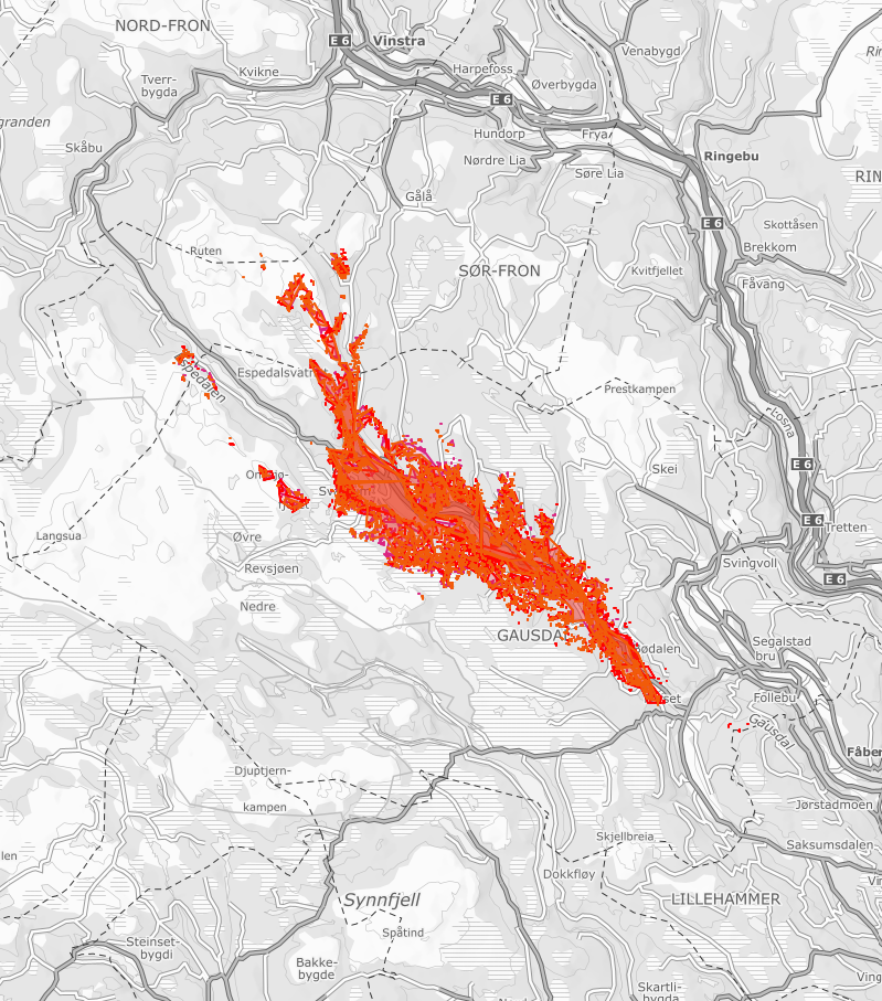 Dekningskart 10 des - Klikk for stort bilde